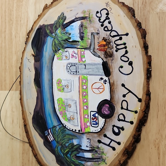 Hand Crafted Other - Hand Painted Happy Camper 14" x 9 x 1/2